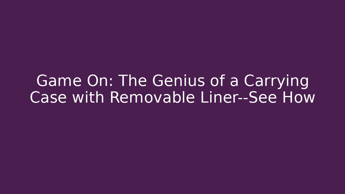 Game On: The Genius of a Carrying Case with Removable Liner—See How