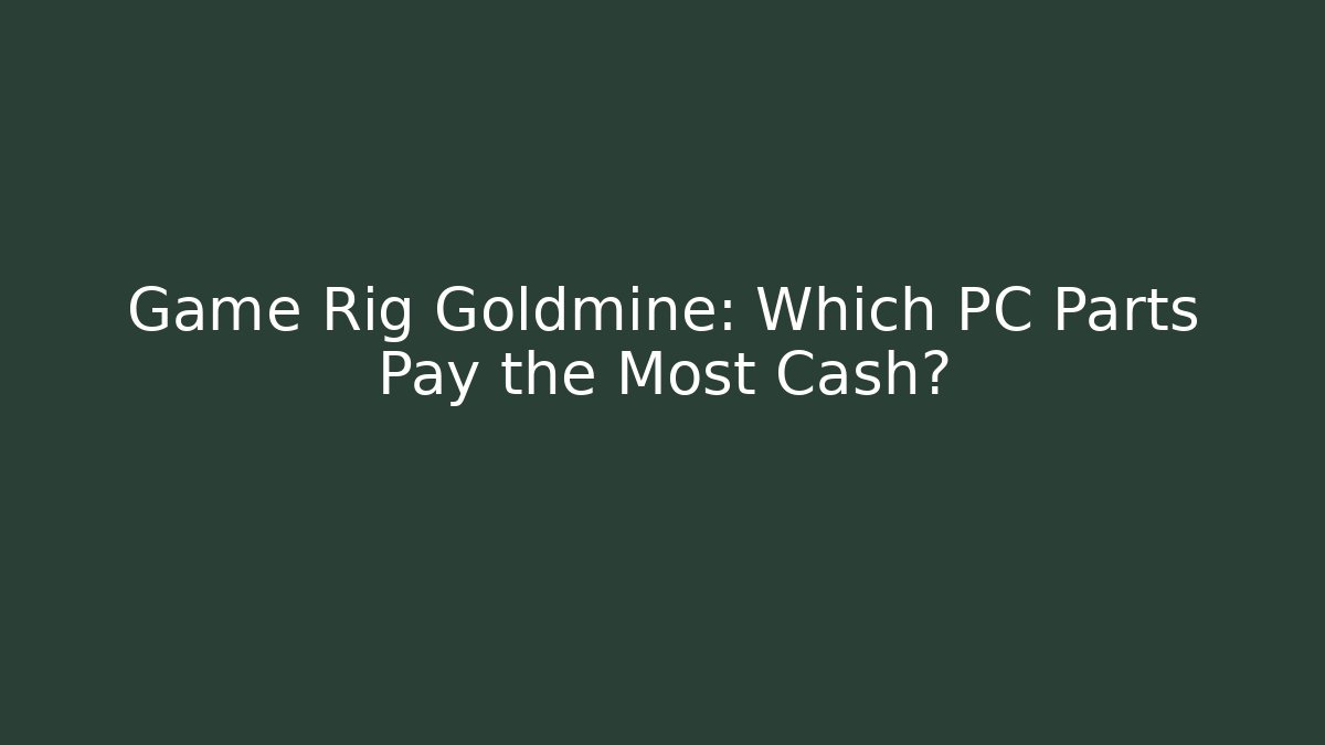 Game Rig Goldmine: Which PC Parts Pay the Most Cash?