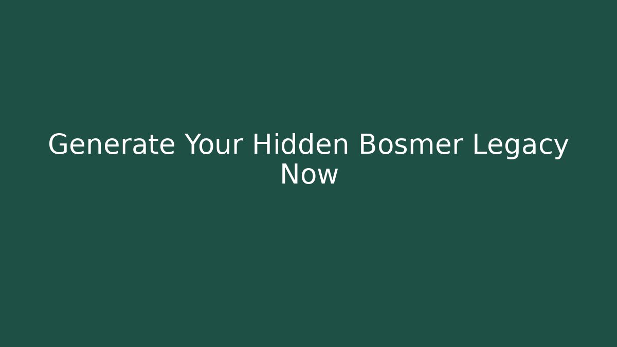 Generate Your Hidden Bosmer Legacy Now