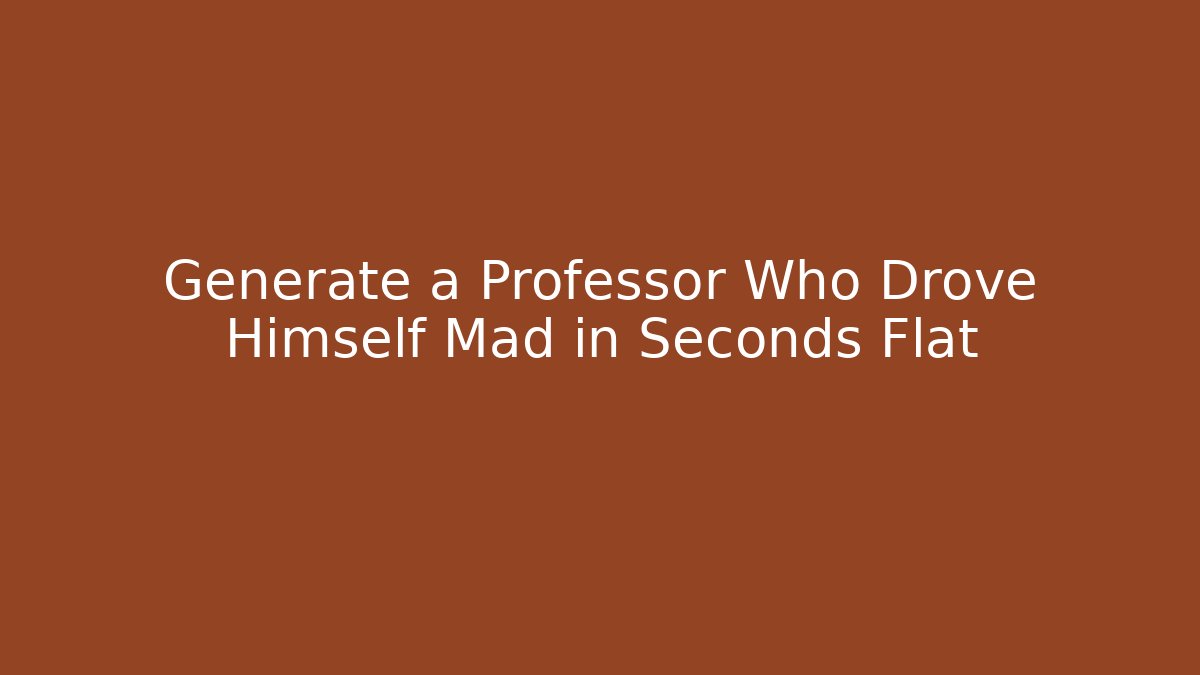 Generate a Professor Who Drove Himself Mad in Seconds Flat