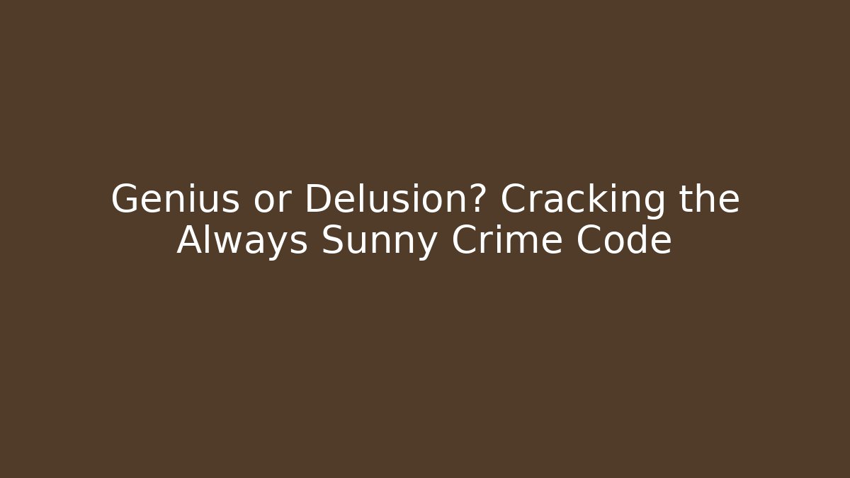 Genius or Delusion? Cracking the Always Sunny Crime Code - Critter Realm