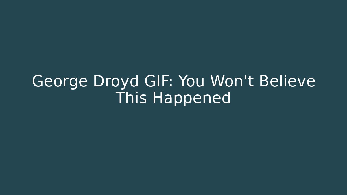 George Droyd GIF: You Won't Believe This Happened