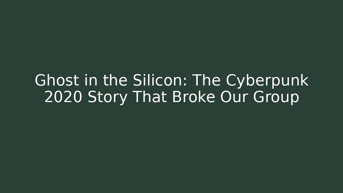 Ghost in the Silicon: The Cyberpunk 2020 Story That Broke Our Group