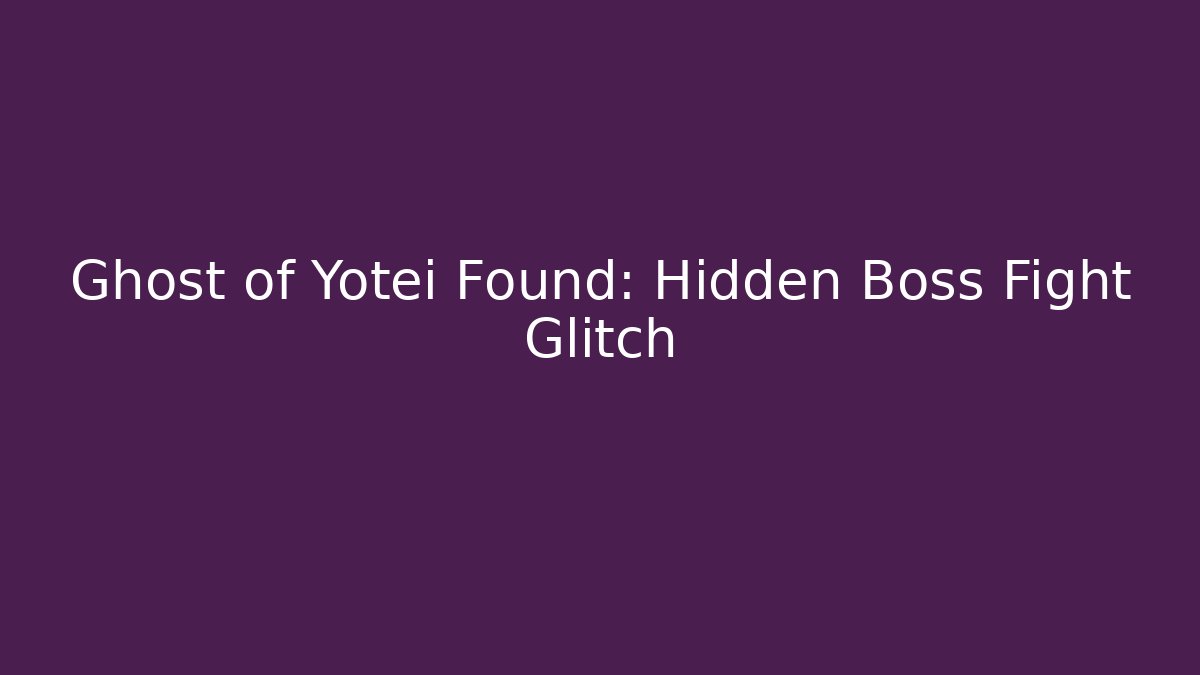 Ghost of Yotei Found: Hidden Boss Fight Glitch