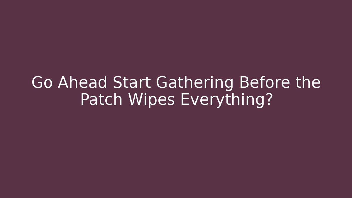 Go Ahead Start Gathering Before the Patch Wipes Everything?