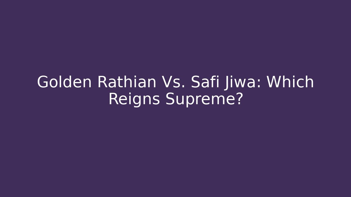 Golden Rathian Vs. Safi Jiwa: Which Reigns Supreme?