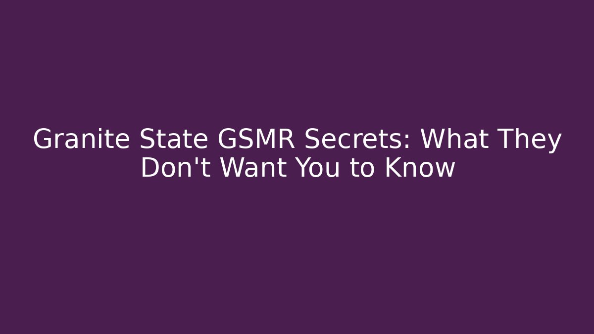 Granite State GSMR Secrets: What They Don't Want You to Know