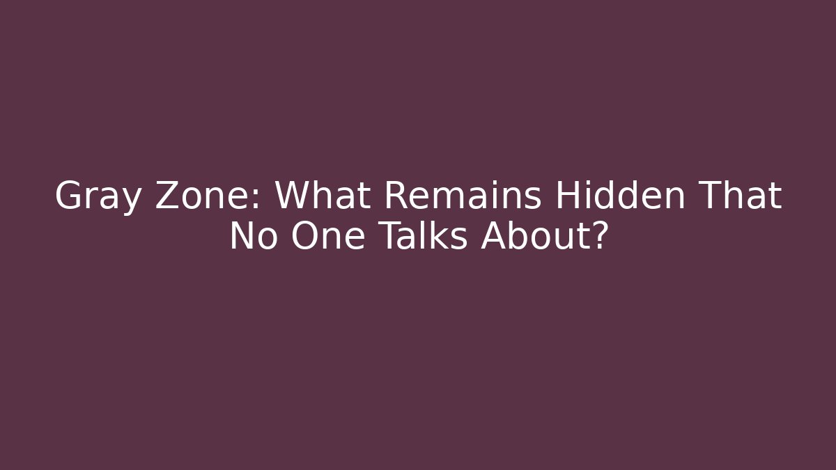 Gray Zone: What Remains Hidden That No One Talks About?