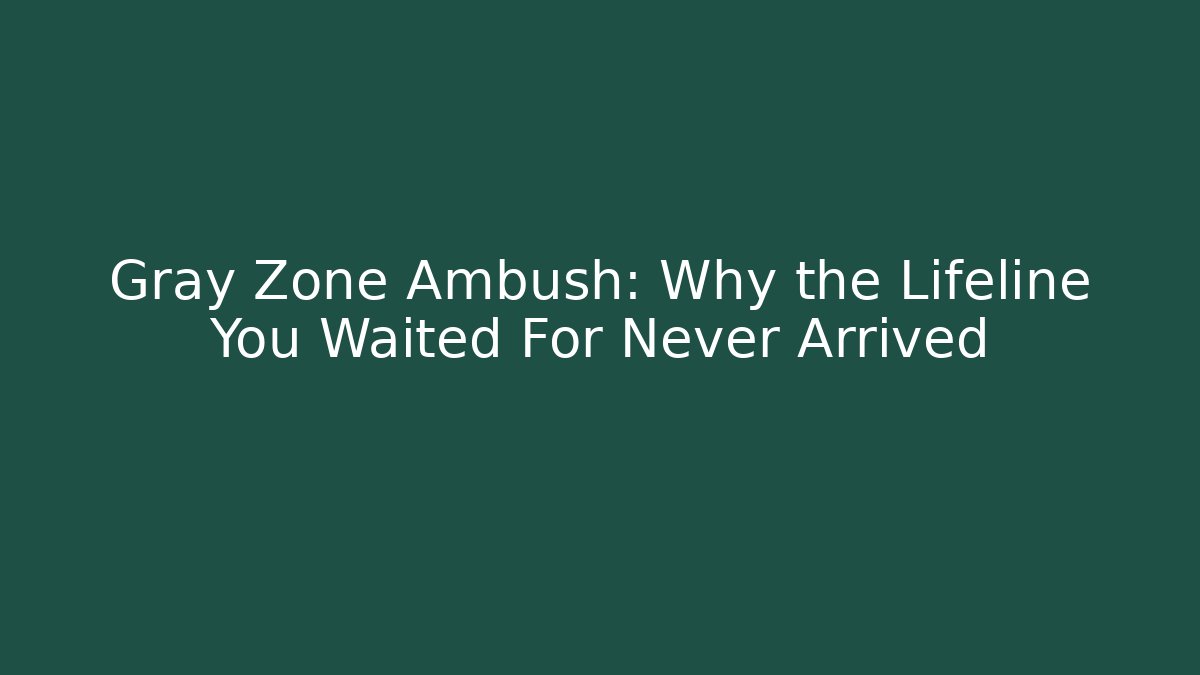 Gray Zone Ambush: Why the Lifeline You Waited For Never Arrived