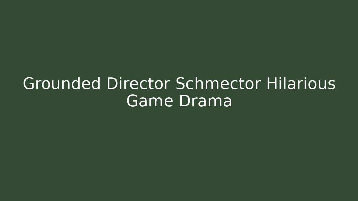 Grounded Director Schmector Hilarious Game Drama