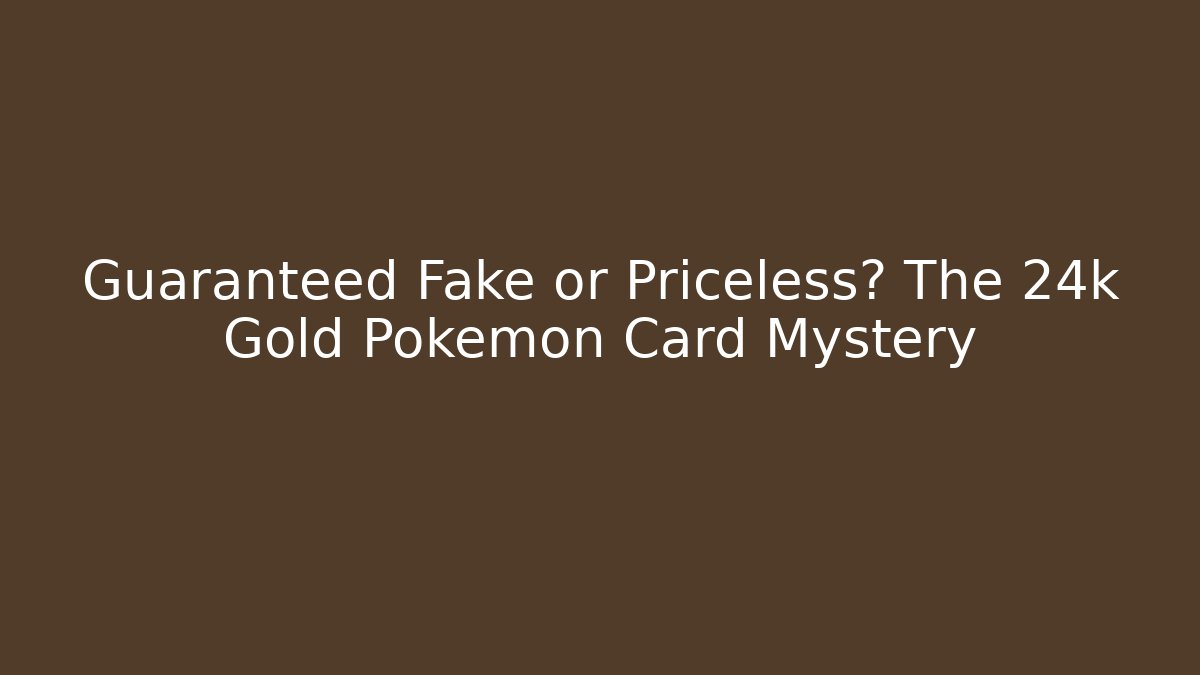 Guaranteed Fake or Priceless? The 24k Gold Pokémon Card Mystery