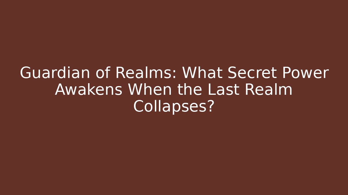 Guardian of Realms: What Secret Power Awakens When the Last Realm Collapses?
