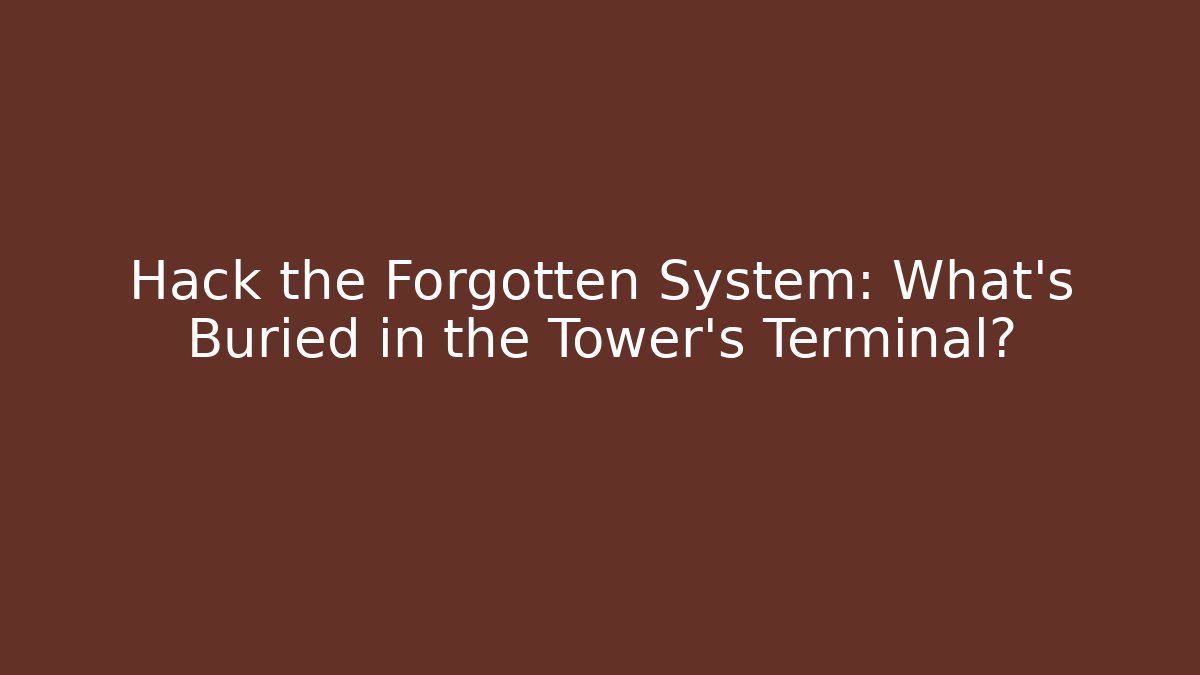 Hack the Forgotten System: What's Buried in the Tower's Terminal?
