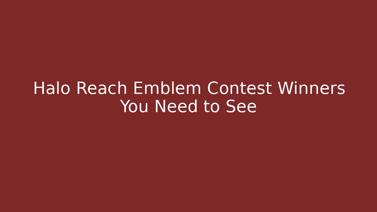 Halo Reach Emblem Contest Winners You Need to See
