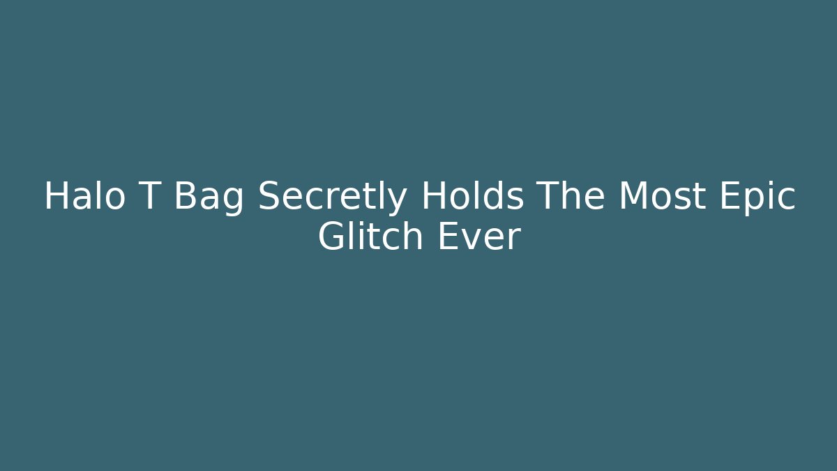 Halo T Bag Secretly Holds The Most Epic Glitch Ever