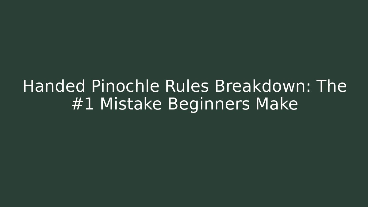 Handed Pinochle Rules Breakdown: The #1 Mistake Beginners Make - Critter Realm