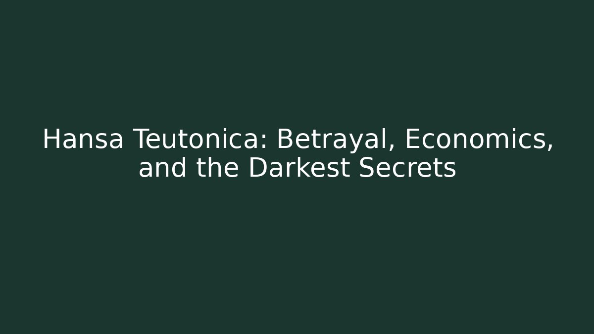 Hansa Teutonica: Betrayal, Economics, and the Darkest Secrets