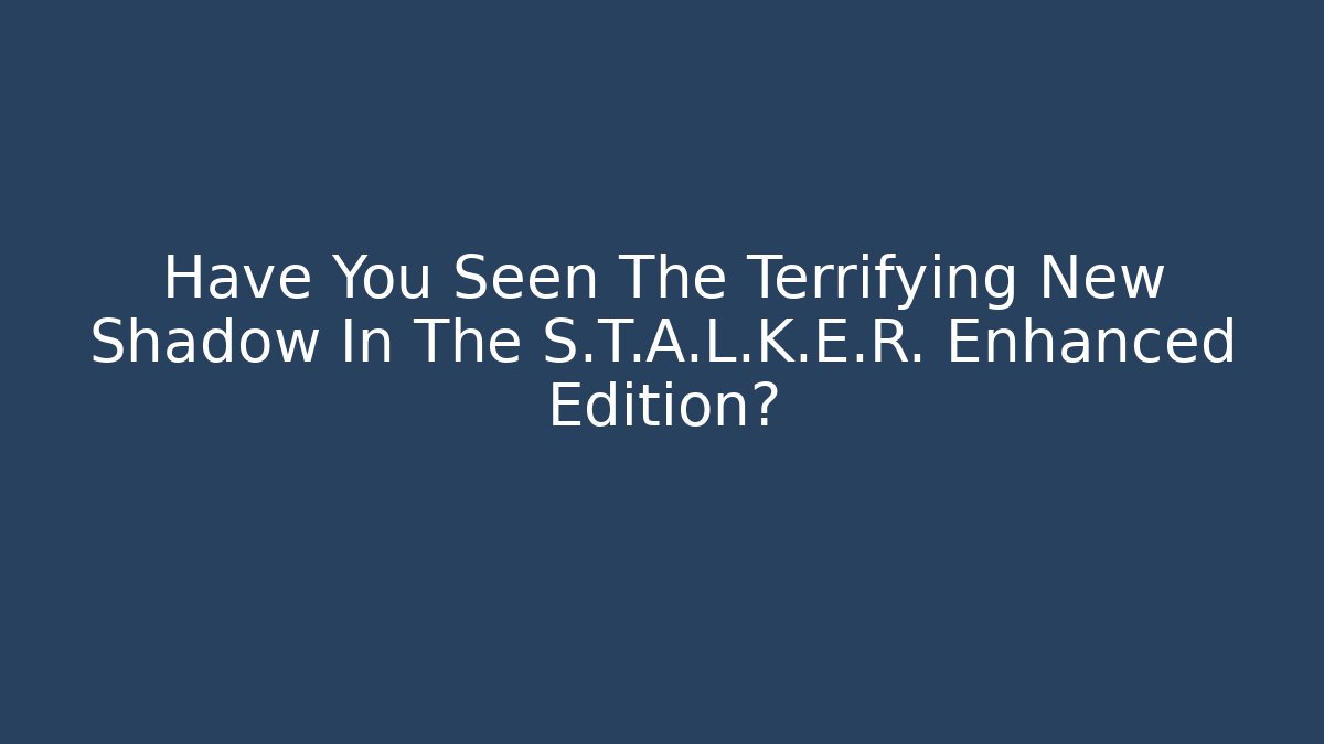 Have You Seen The Terrifying New Shadow In The S.T.A.L.K.E.R. Enhanced Edition?