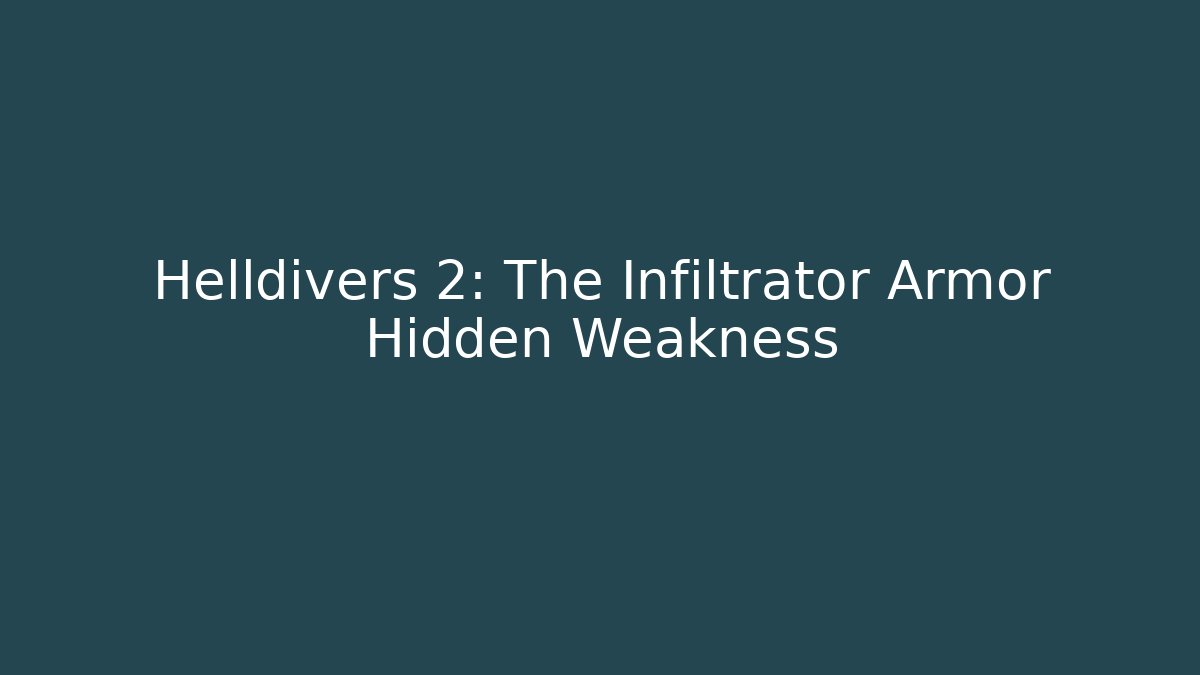 Helldivers 2: The Infiltrator Armor Hidden Weakness