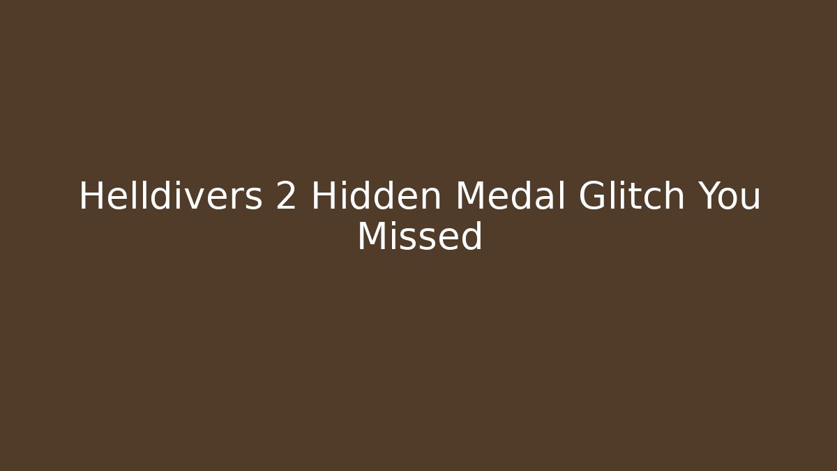 Helldivers 2 Hidden Medal Glitch You Missed