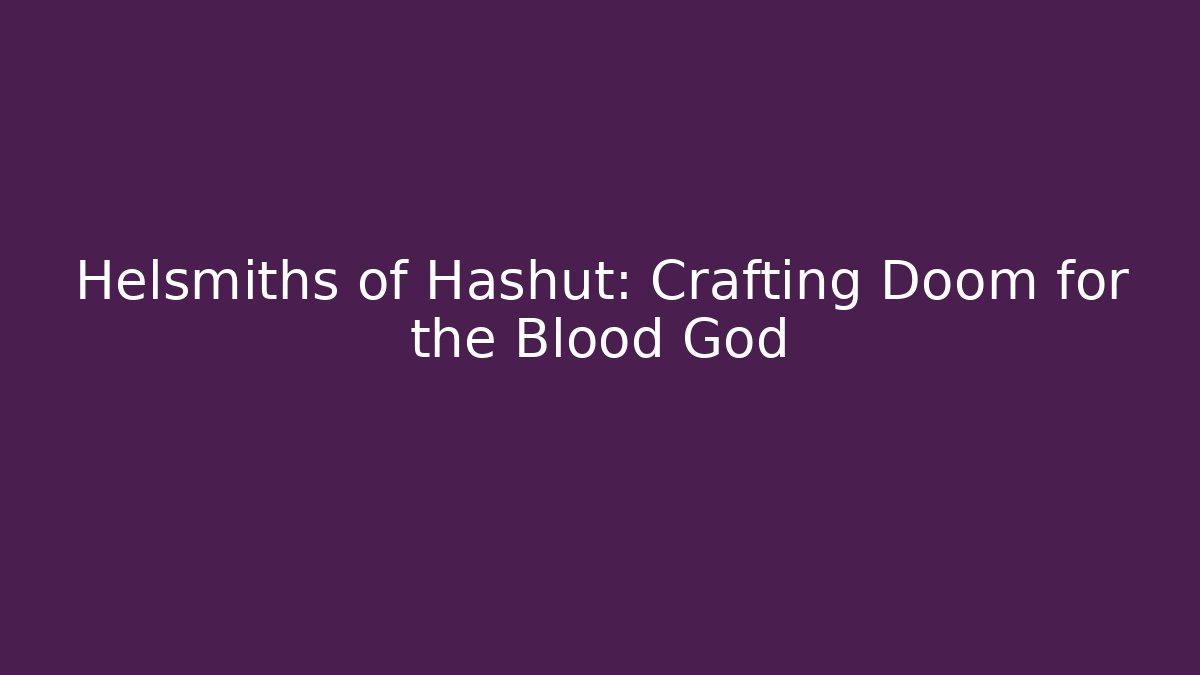 Helsmiths of Hashut: Crafting Doom for the Blood God