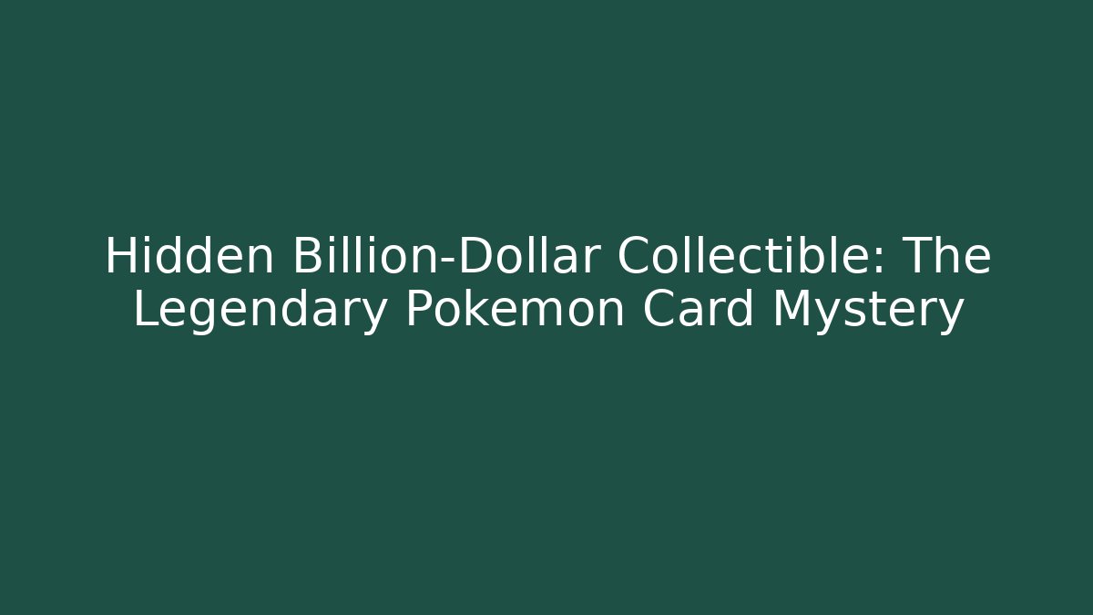 Hidden Billion-Dollar Collectible: The Legendary Pokémon Card Mystery - Critter Realm