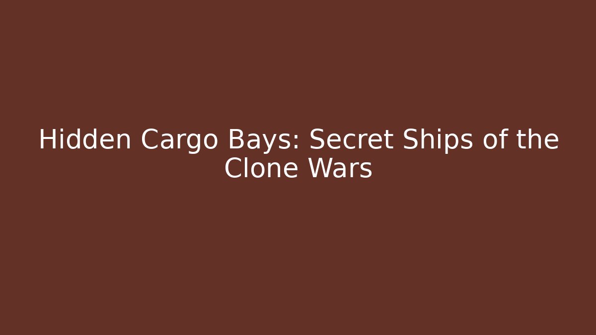 Hidden Cargo Bays: Secret Ships of the Clone Wars