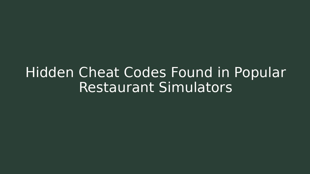 Hidden Cheat Codes Found in Popular Restaurant Simulators