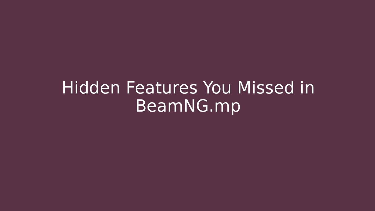 Hidden Features You Missed in BeamNG.mp - Critter Realm