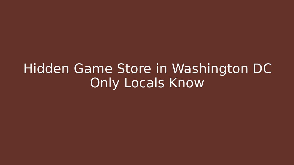Hidden Game Store in Washington DC Only Locals Know
