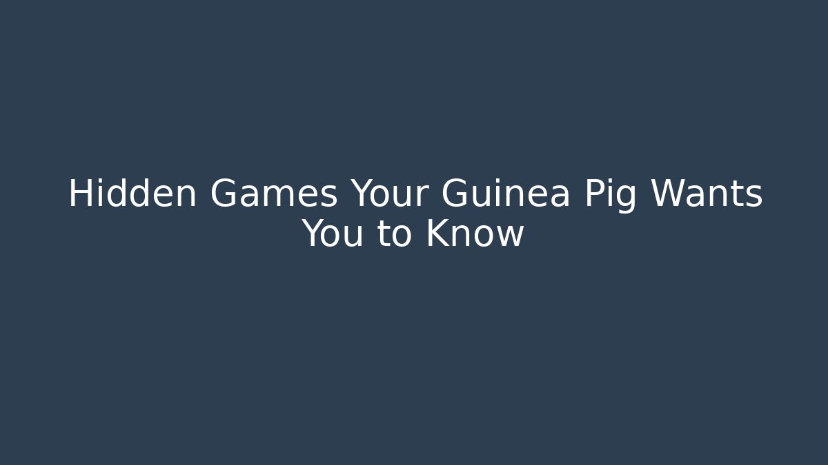 Hidden Games Your Guinea Pig Wants You to Know