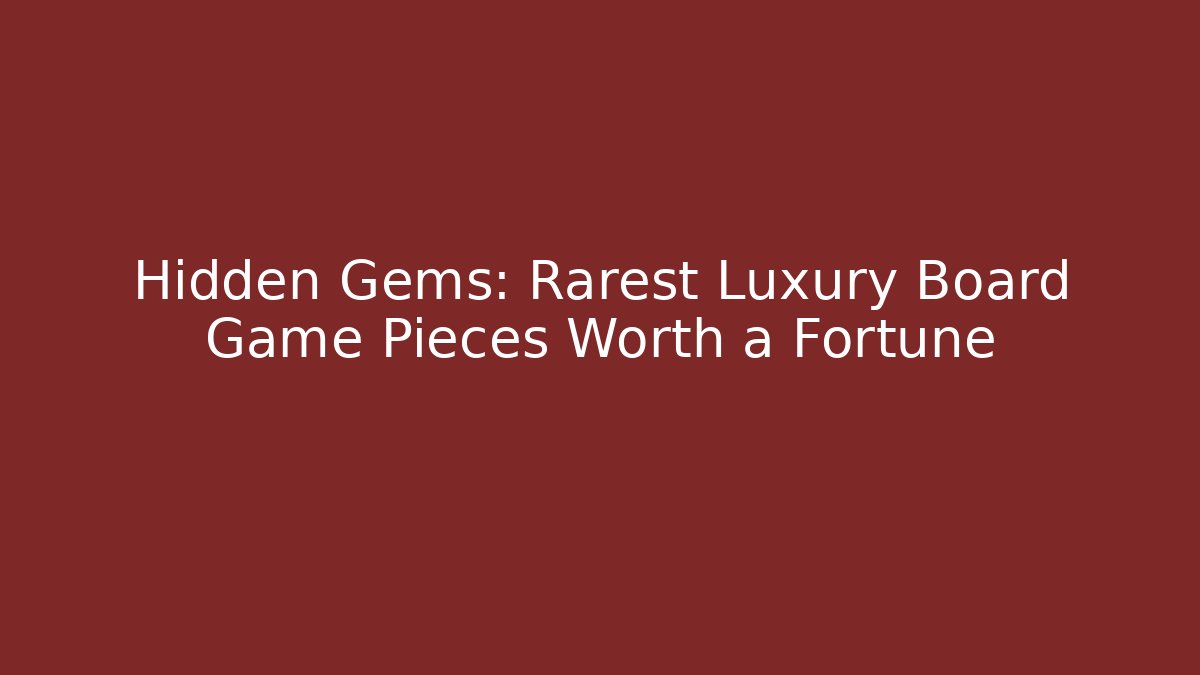 Hidden Gems: Rarest Luxury Board Game Pieces Worth a Fortune