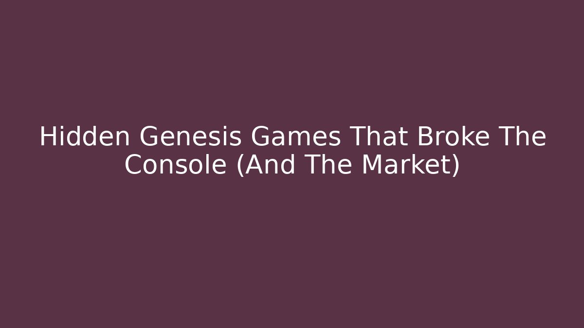 Hidden Genesis Games That Broke The Console (And The Market)