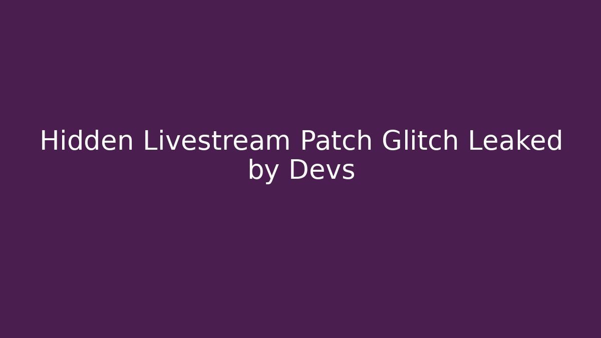 Hidden Livestream Patch Glitch Leaked by Devs - Critter Realm