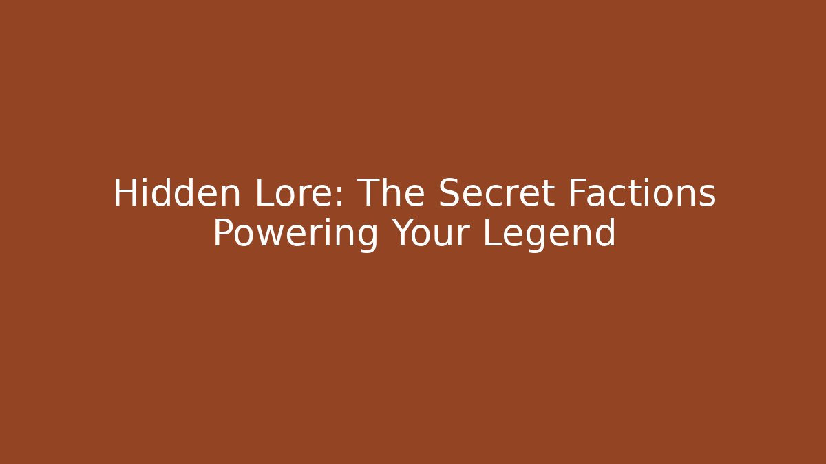 Hidden Lore: The Secret Factions Powering Your Legend - Critter Realm