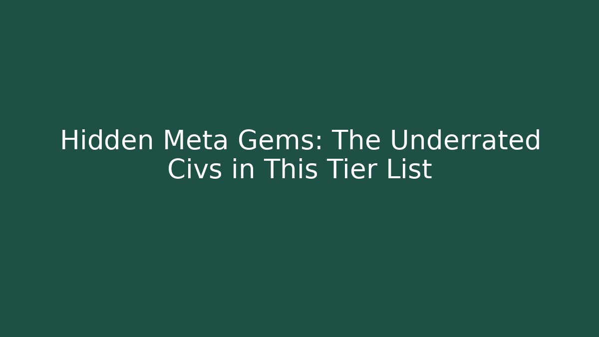 Hidden Meta Gems: The Underrated Civs in This Tier List