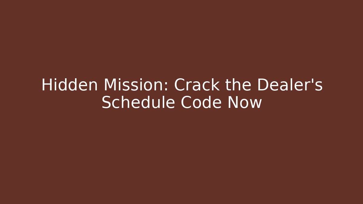 Hidden Mission: Crack the Dealer's Schedule Code Now - Critter Realm