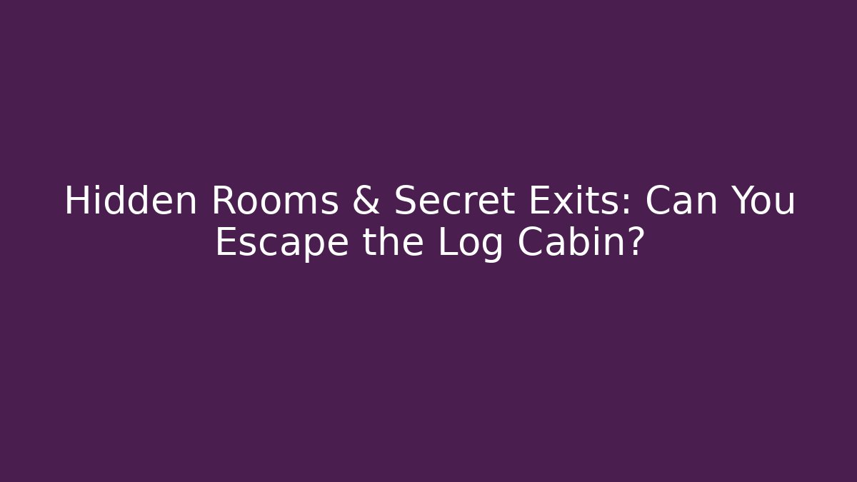Hidden Rooms & Secret Exits: Can You Escape the Log Cabin?