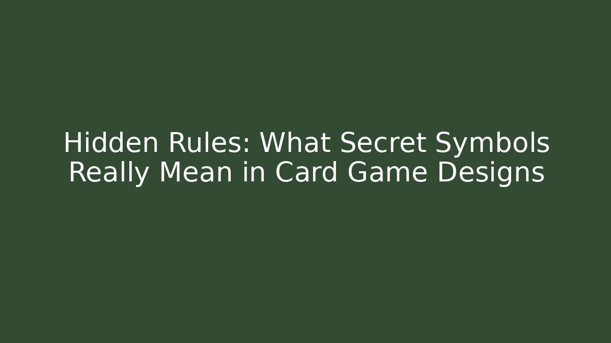Hidden Rules: What Secret Symbols Really Mean in Card Game Designs