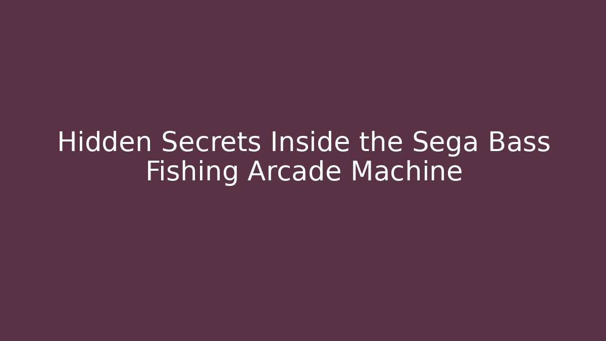 Hidden Secrets Inside the Sega Bass Fishing Arcade Machine