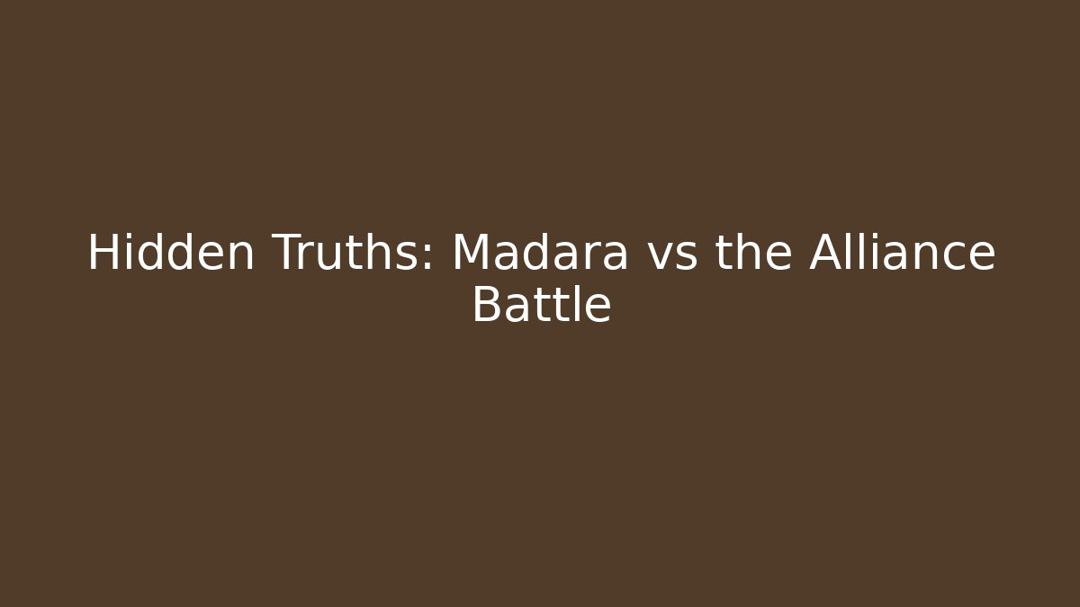 Hidden Truths: Madara vs the Alliance Battle