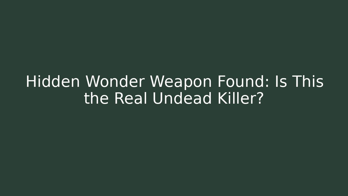 Hidden Wonder Weapon Found: Is This the Real Undead Killer?