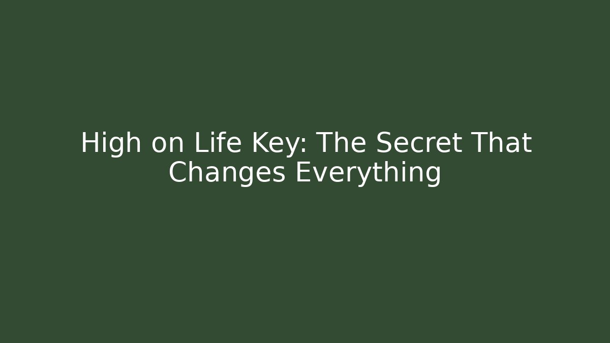 High on Life Key: The Secret That Changes Everything
