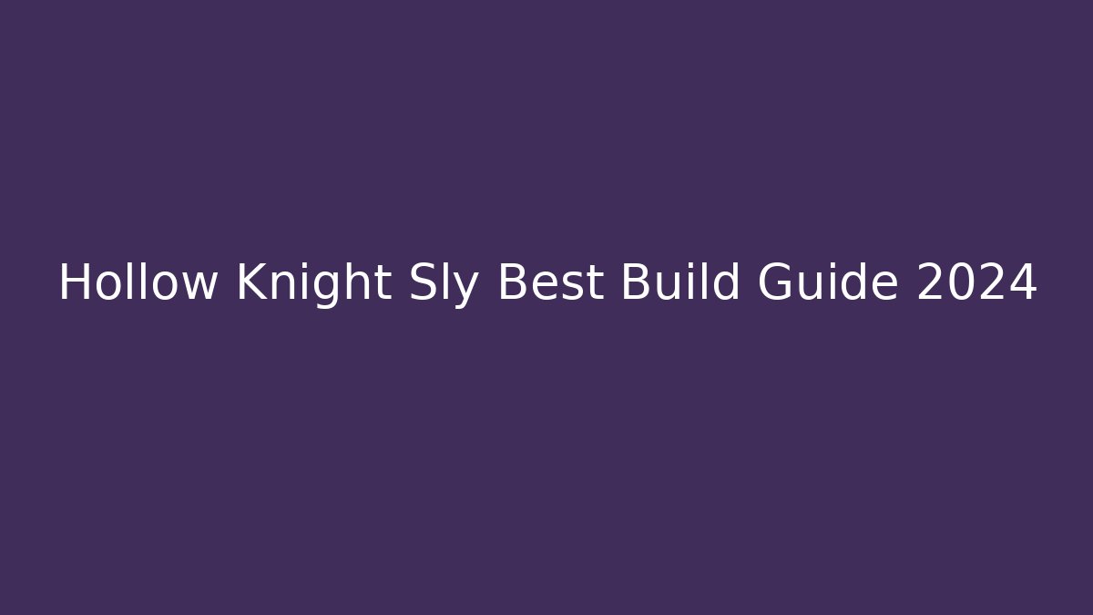 Hollow Knight Sly Best Build Guide 2024