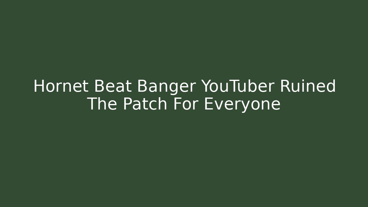 Hornet Beat Banger YouTuber Ruined The Patch For Everyone - Critter Realm