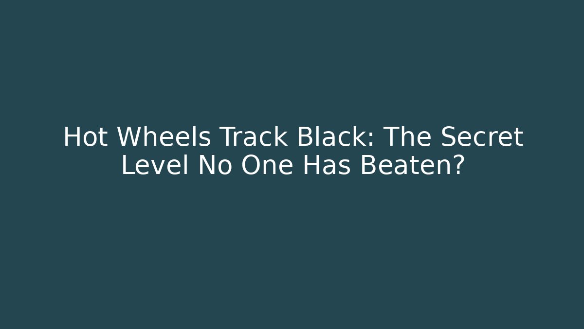 Hot Wheels Track Black: The Secret Level No One Has Beaten?