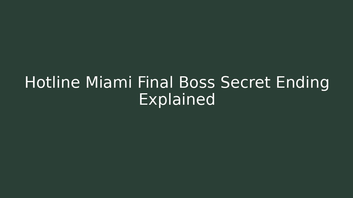 Hotline Miami Final Boss Secret Ending Explained - Critter Realm