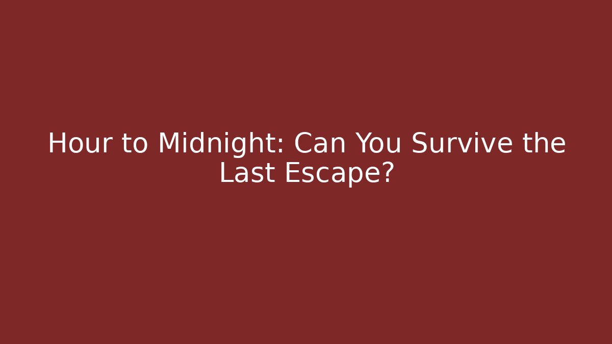 Hour to Midnight: Can You Survive the Last Escape?