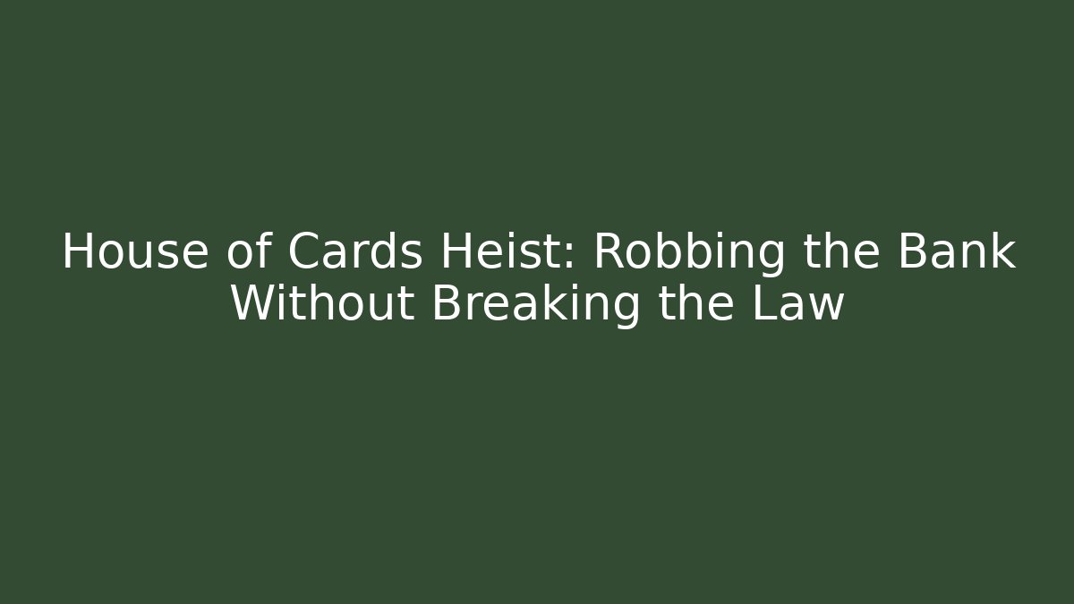House of Cards Heist: Robbing the Bank Without Breaking the Law