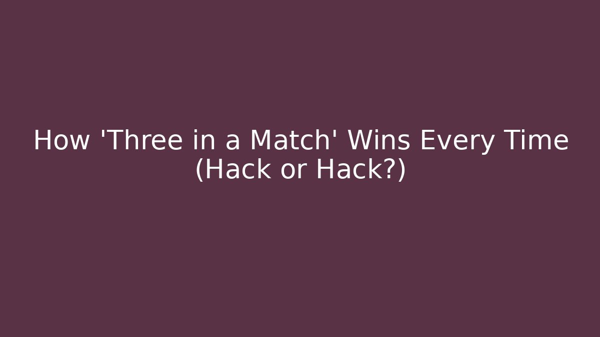 How ‘Three in a Match’ Wins Every Time (Hack or Hack?) - Critter Realm